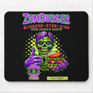 Zombie Fast Food Burger and Ribs Halloween Horror Mouse Pad
