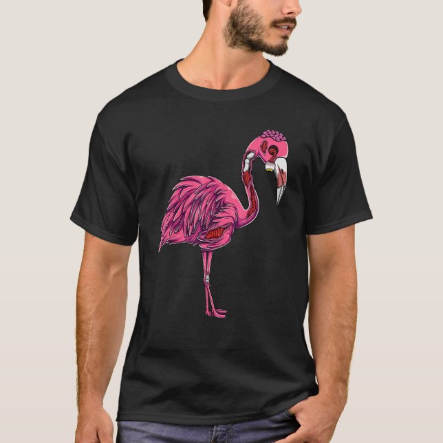 Zombie Flamingo Spooky Creepy Halloween Costume Wo T-Shirt (Front)
