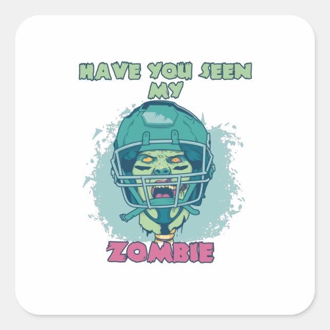 Zombie Football Player Square Sticker (Front)