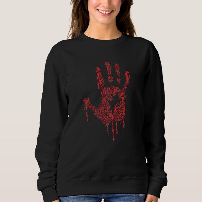 Zombie  For Zombies Hand Print In Halloween Sweatshirt (Front)