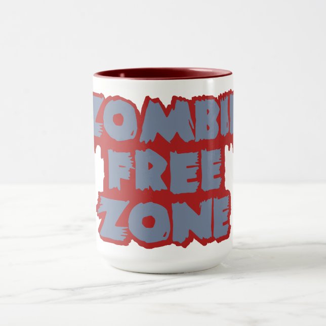 Zombie Free Zone mug - choose style & colour (Center)