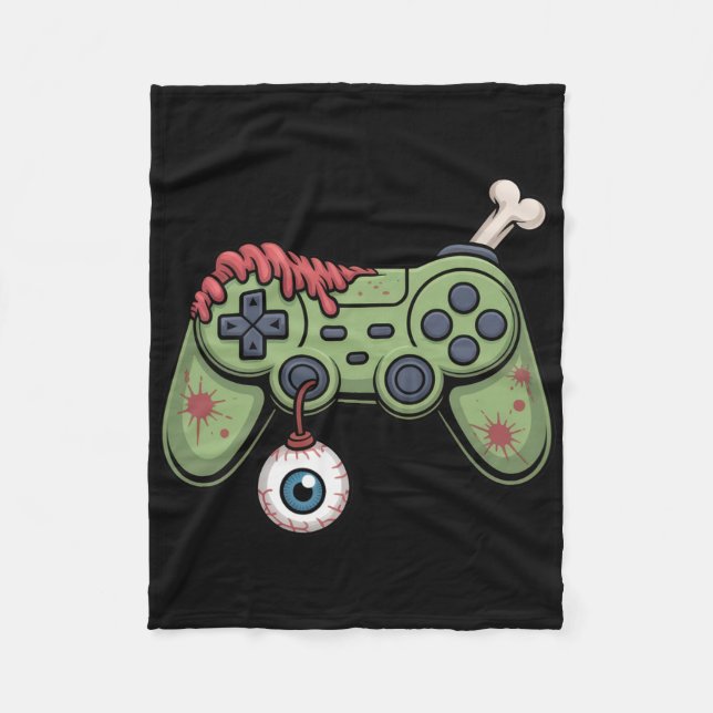 Zombie Gamer Controller With Eyell And Halloween G Fleece Blanket (Front)
