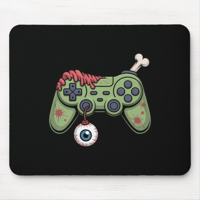 Zombie Gamer Controller With Eyell And Halloween G Mouse Pad (Front)
