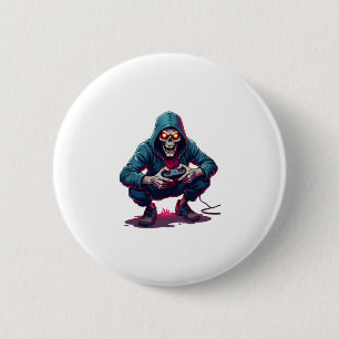 Zombie Gamer � Funny Halloween Gaming Shirt 6 Cm Round Badge