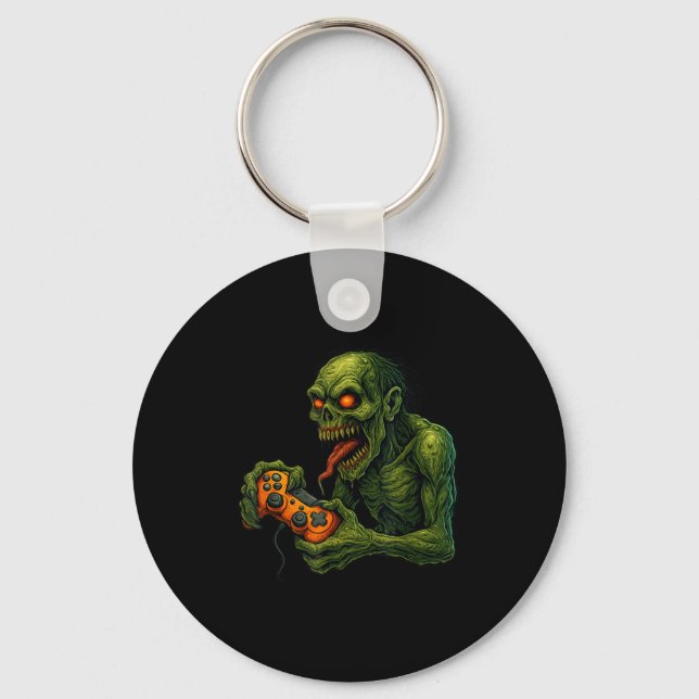 Zombie Gamer Funny Horror Gaming Halloween Key Ring (Front)