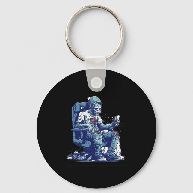 Zombie Gamer Halloween Costume Gaming Video-game C Key Ring (Front)
