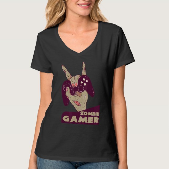 zombie gamer hand of grab with controller gaming c T-Shirt (Front)
