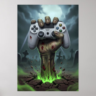 Zombie Gamer Hand - Undead Controller Grip Poster