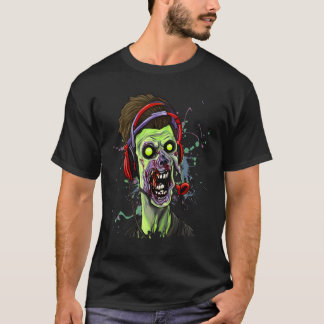 Zombie Gamer Playing Video Game Halloween Horror T-Shirt
