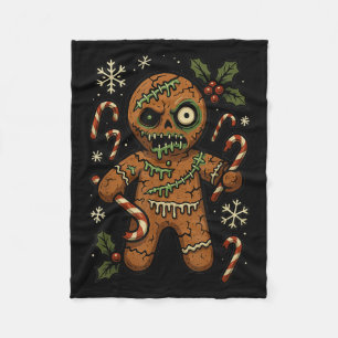 Zombie Gingerbread Man Christmas Zombie Fleece Blanket