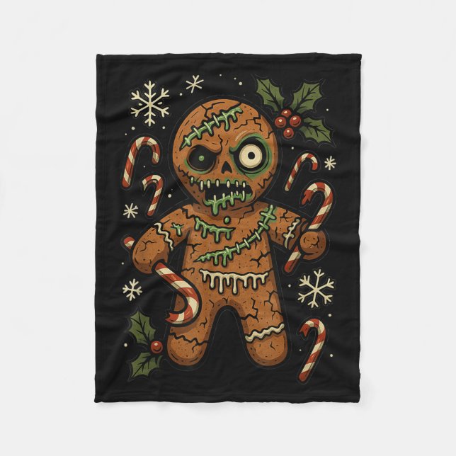 Zombie Gingerbread Man Christmas Zombie  Fleece Blanket (Front)