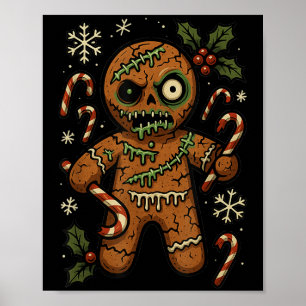 Zombie Gingerbread Man Christmas Zombie Poster