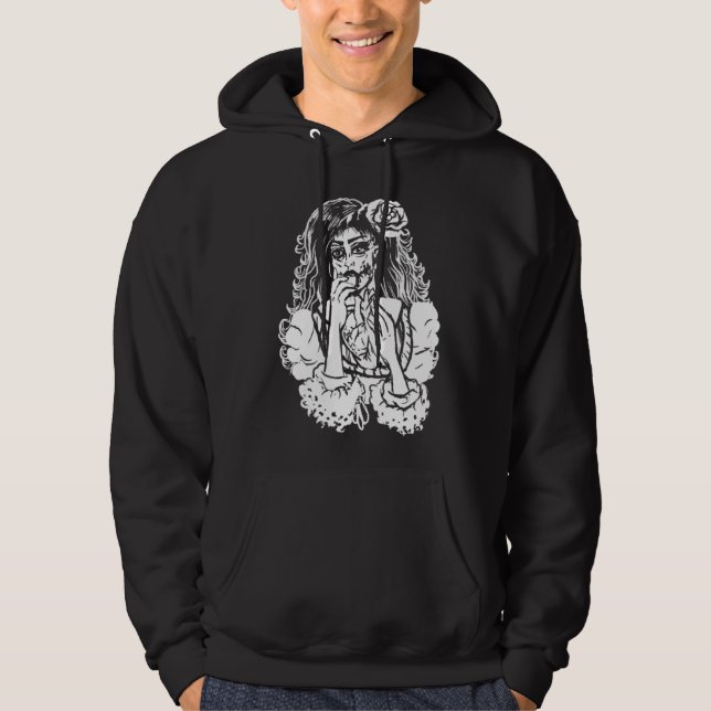 Zombie Girl Eating Heart Victorian Gothic Punk Hoodie (Front)