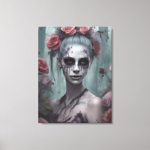 Zombie Girl in the Roses Canvas Print