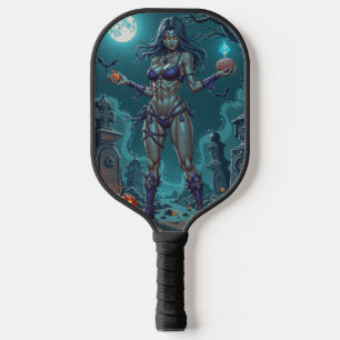Zombie Girl Offers Halloween Treat or Brains Pickleball Paddle