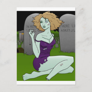 zombie girl postcard