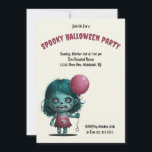 Zombie girl with balloon. Spooky Halloween Party Invitation<br><div class="desc">Zombie little girl with balloon. Perfect design invitation for Halloween Party.</div>