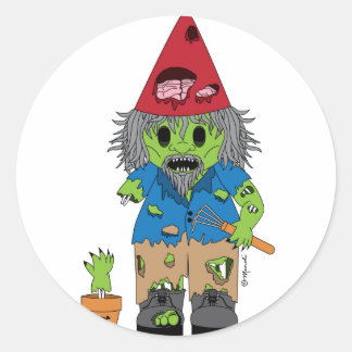 Zombie Gnome Classic Round Sticker
