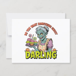 Zombie Grandma – Sweet Halloween Darling Postcard
