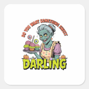 Zombie Grandma – Sweet Halloween Darling Square Sticker