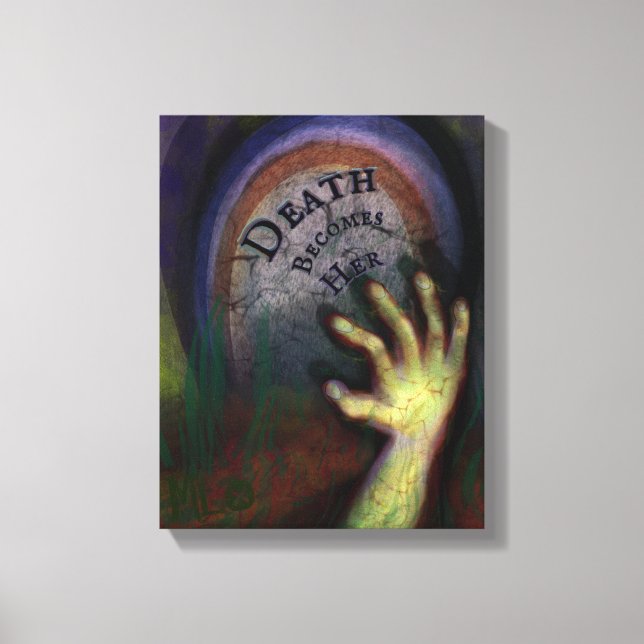 Zombie Graveyard Hand Reaching Up Haunted Art Canvas Print (Front)