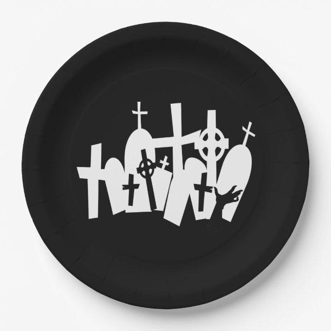 Zombie Graveyard Paper Plate (Front)