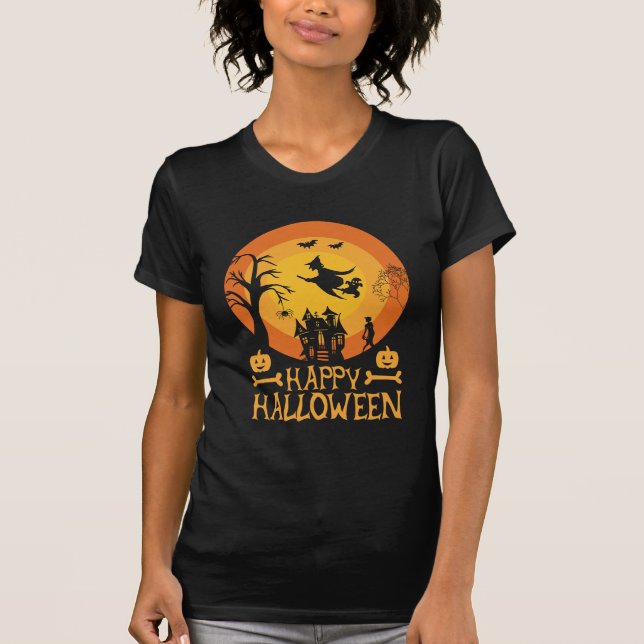 Zombie Graveyard Scene Halloween T-Shirt (Front)