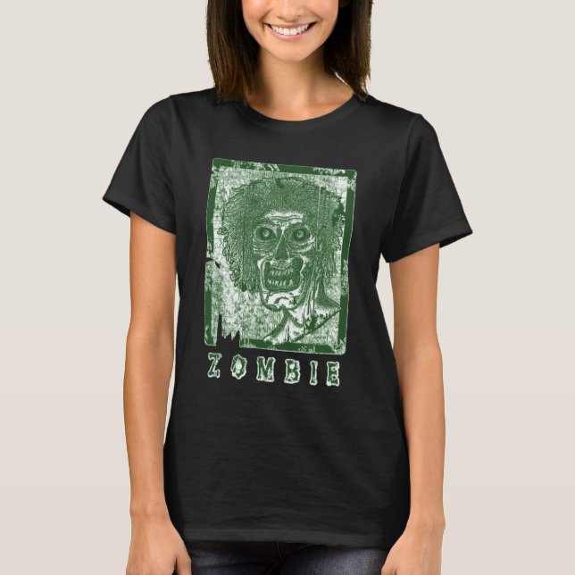 Zombie-Green White Distressed T-Shirt (Front)