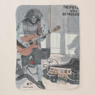 Zombie Guitar Musician Fantasy Art Sherpa Blanket