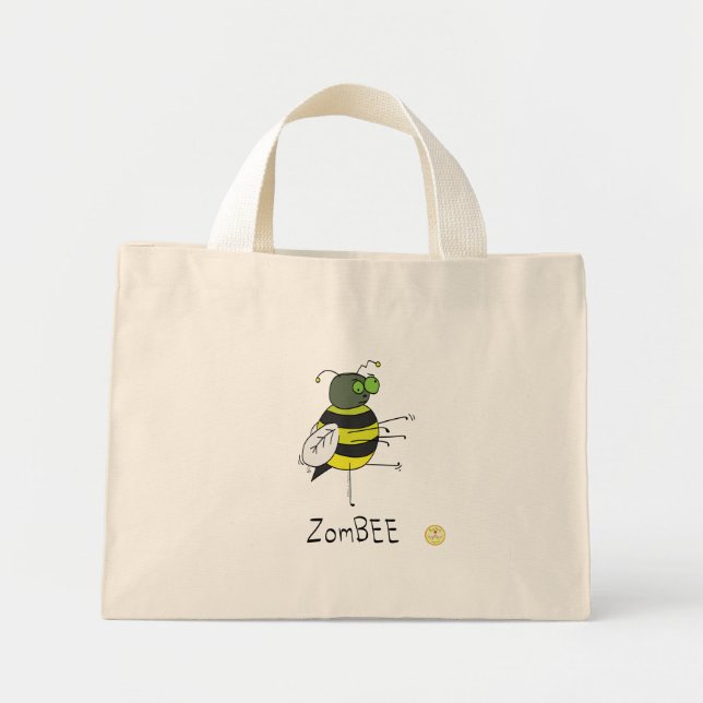 Zombie Halloween Bee Funny Kids Mini Tote Bag (Front)
