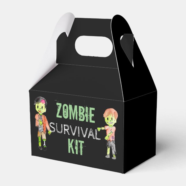 Zombie Halloween birthday party favour box (Front Side)