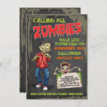Zombie Halloween Birthday Party Invitations<br><div class="desc">Super fun Zombie birthday party invitations with three zombies, grungy background and back. Great for a sleepover, halloween party, or any occasion that includes scary zombies! To make more changes go to Personalise this template. On the bottom you’ll see “Want to customise this design even further? Click on the EDIT...</div>