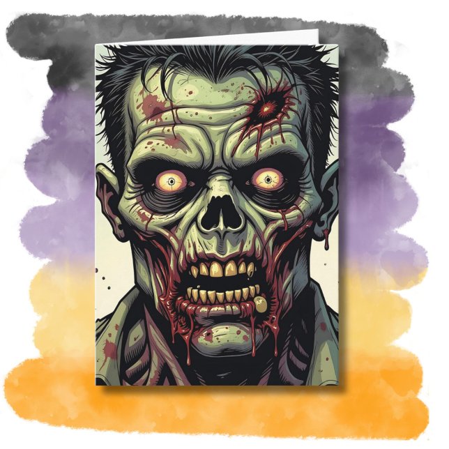 Zombie Halloween | Colouring Page Inside Card (Creator Uploaded)