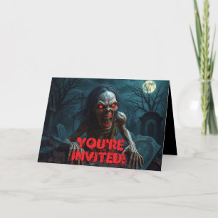 Zombie Halloween Graveyard Fullmoon Invitation