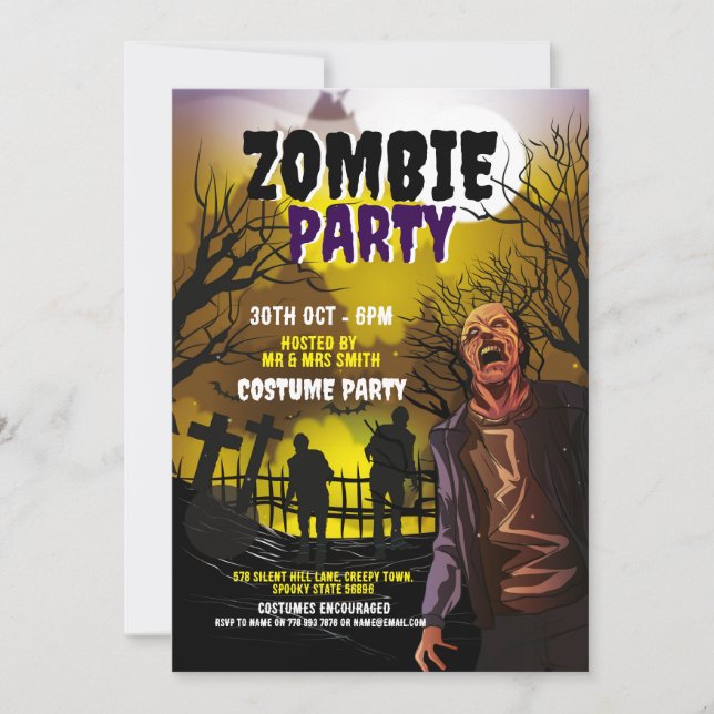 Zombie Halloween Party Costume Horror Invitation (Front)