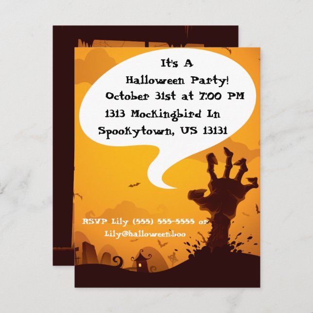Zombie Halloween Party Invitation (Front/Back)