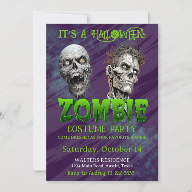 Zombie Halloween Party Invitation (Front)