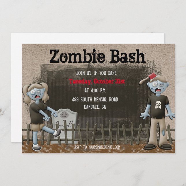 Zombie Halloween Party Invitation (Front/Back)