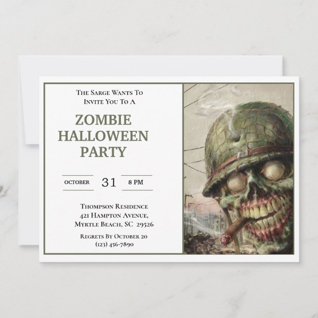 Zombie Halloween  Party Invitations (Front)