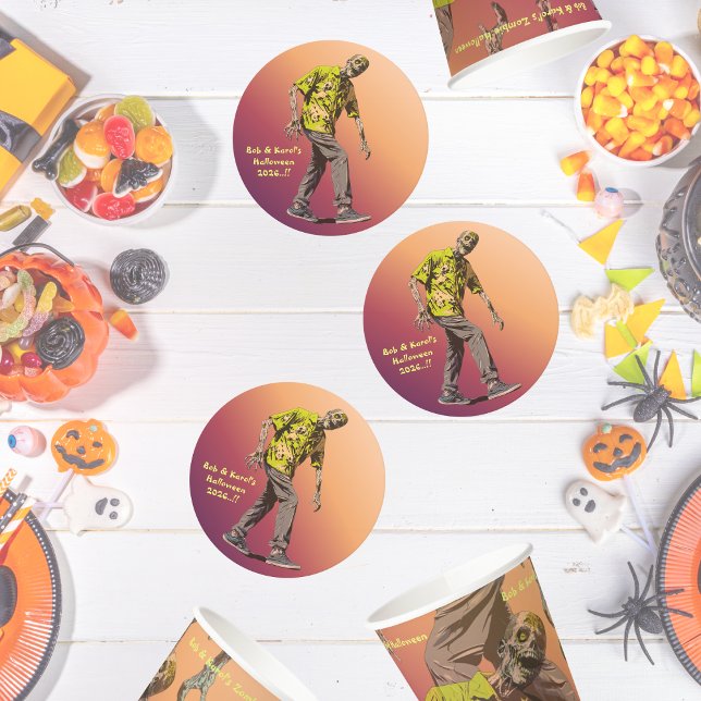 Zombie Halloween Party Round Paper Coaster (Zombie Halloween Party Round Paper Coaster)