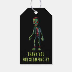 Zombie Halloween Party   Spooky Black Thank You Gift Tags