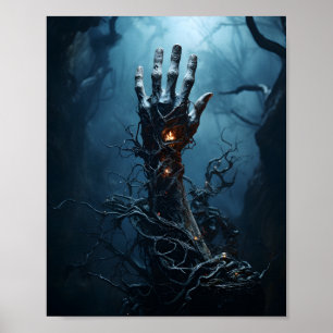 Zombie Hand Coming Out Of Grave Scary Halloween  Poster