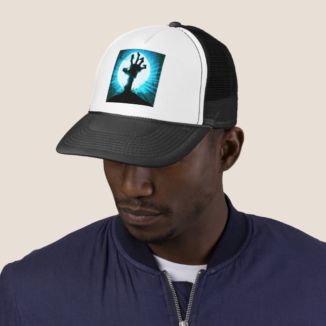 Zombie Hand in Moonlight Trucker Hat (In Situ)