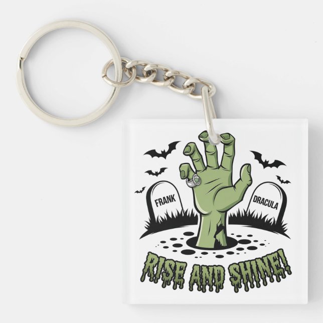 Zombie Hand Rising Halloween Design Fun and Spooky Key Ring (Front)
