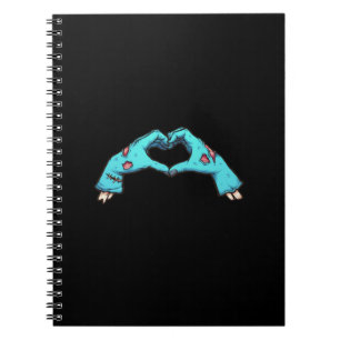 Zombie Hands Heart Halloween Spooky Notebook