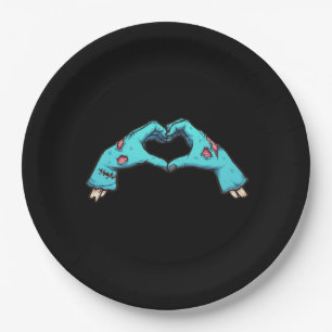 Zombie Hands Heart Halloween Spooky Paper Plate