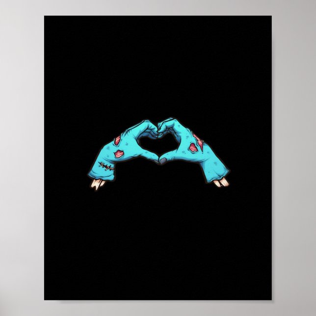 Zombie Hands Heart Halloween Spooky Poster (Front)
