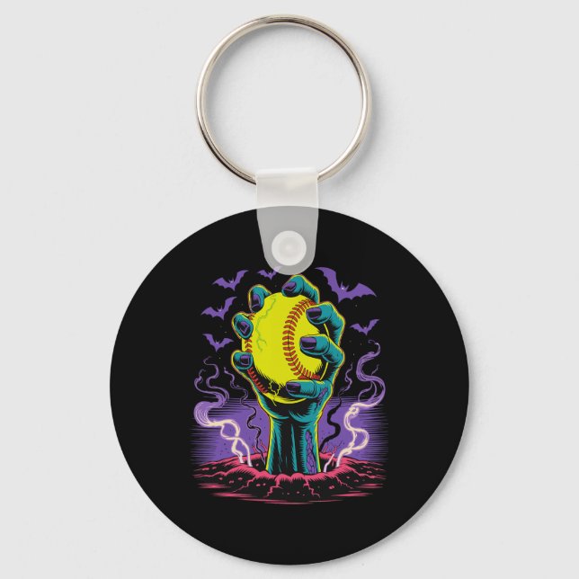 Zombie Hands Holding Softll Halloween Player  Key Ring (Front)