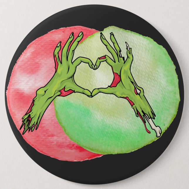 Zombie Hands making Heart shape, Love Halloween  6 Cm Round Badge (Front)