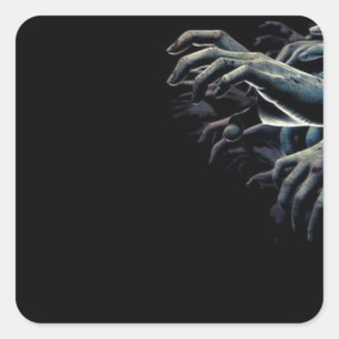 Zombie hands square sticker